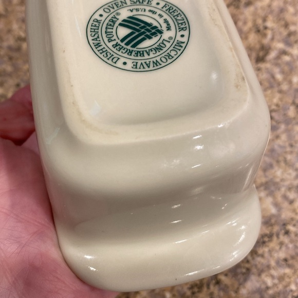 Longaberger Mini Pottery Sweetener Sugar Packet Holder Ivory and Green Vintage - Picture 15 of 17